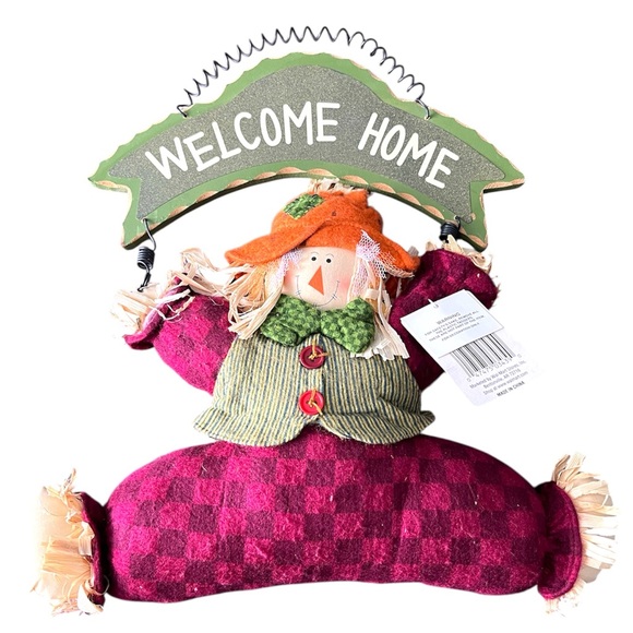 Set of 2 Fall Scarecrow Wall Hang Decor Welcome Home Bless Our Home - Picture 4 of 10